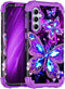 Miqala Case for Galaxy A55 5G/A35 5G, Glow in The Dark Heavy Duty Shockproof Protection - Purple