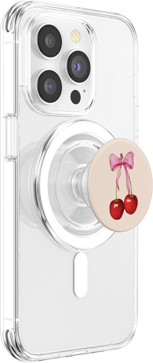 PopSockets PopGrip for MagSafe - Cherry Pink Bow Coquette Soft Girl Aesthetic