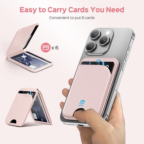 QYQBOON 17/16/15/14/13/12 13/12 Mag-Safe Wallet for Women Strongest Magnetic Lightweight Phone Wallet Stand Adjustable