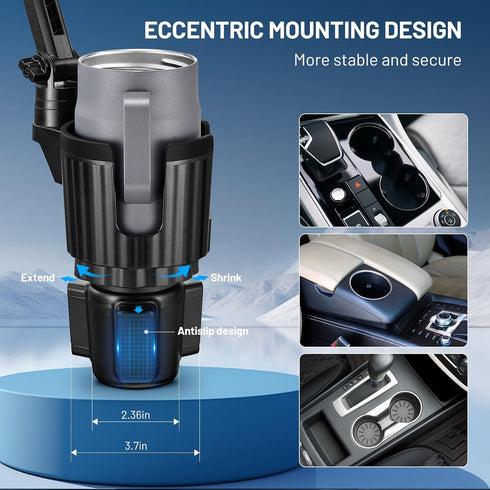 This Hill Magnetic Car Cup Holder Phone Mount, Adjustable Height for iPhone 15/14/13/12 Series MagSafe Case & All Phones