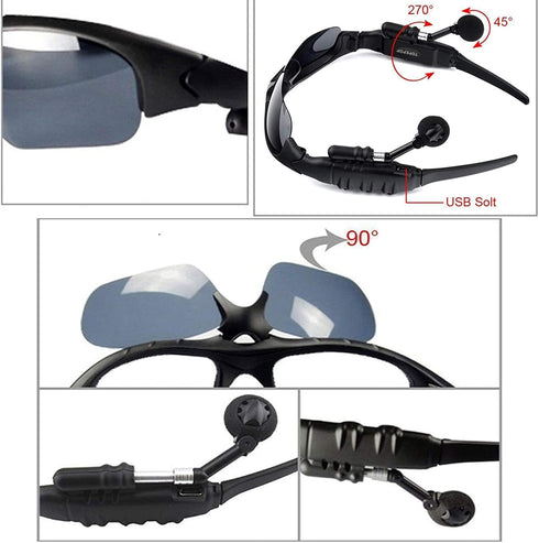 Wireless Bluetooth MP3 Sunglasses, Polarized Lenses, Music Sunglasses Stereo Headphone for iPhone, Samsung, Most
