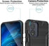 TJS Boost Celero5G SC 2024 Case, Hybrid Shockproof Metallic Brush Finish with Tempered Glass Screen Protector, Black