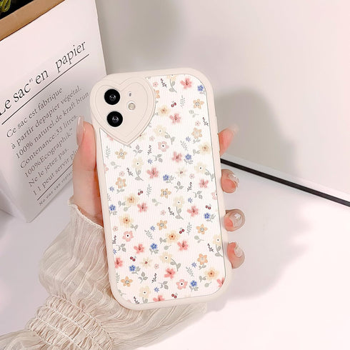 Compatible for iPhone 11 Cute Flower Floral Leaf with Love Lens Bumper Protector, Soft TPU Shockproof Protective Girly