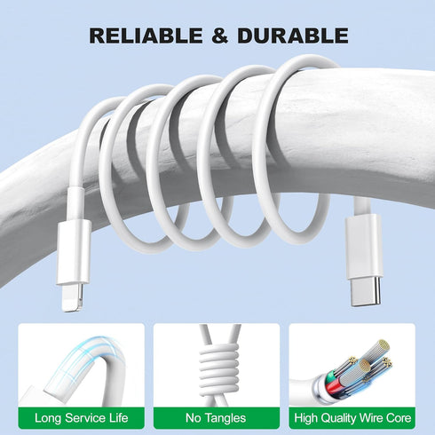 USB C Charger Block 10ft&6ft Compatible with iPhone Fast Charger, Upgrade 2Pack Wall Charger with 10ft Type C to A &