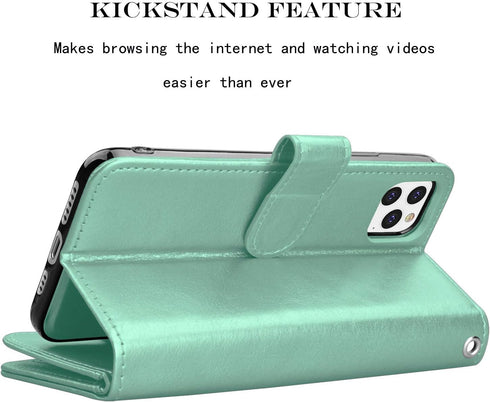 Njjex Wallet Case for iPhone 11 PRO Max 2019, PU Leather ID Credit Holder Folio Flip with Detachable Kickstand
