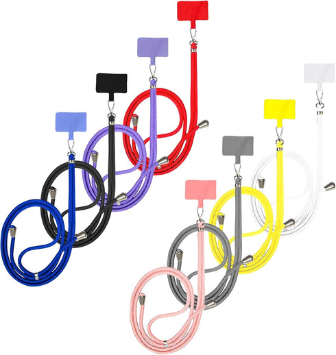 8 Packs Adjustable Cell Phone Lanyards for Around The Neck, Crossbody Phone Strap, Lanyard Phone Holder (8 Colors)