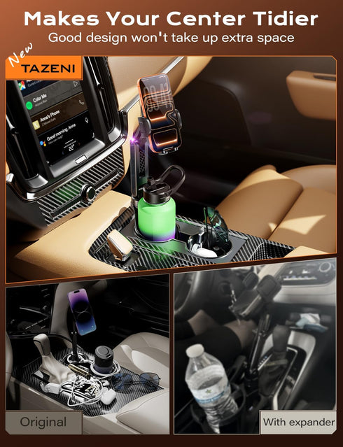 TAZENI 2-In-1 2026 2 Cup Holder Phone Holder For Your Car Hold Bottle Ultra Stable Cup Holder Cell Phone Mount For Car