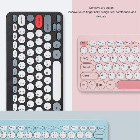 Mini Keyboard and Mouse Combo, Stylish Colorful Round Keycaps Mute Laptop Keyboard Mouse Set, Ergonomic Design for OS