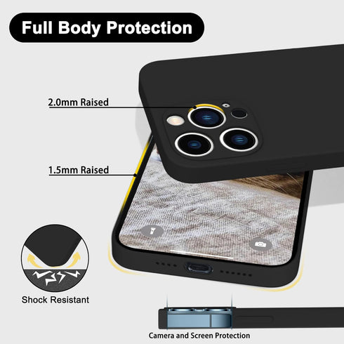 Silicone Case for iPhone 15 Pro Max, Black - Soft Liquid Silicone Phone Case with Full Body Microfiber Lining, 6.7