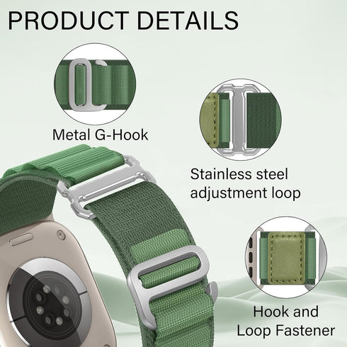 Alpine Loop Sport Band - Compatible with Apple Watch Ultra 2 / Ultra Band 49mm 45mm 44mm 42mm, Adjustable Nylon Strap