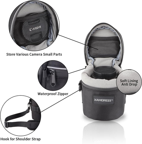 Camera Lens Case for DSLR, Compatible with Canon EF-S 18-55MM/EF 50MM F1.4, Nikon AF-S 18-55MM