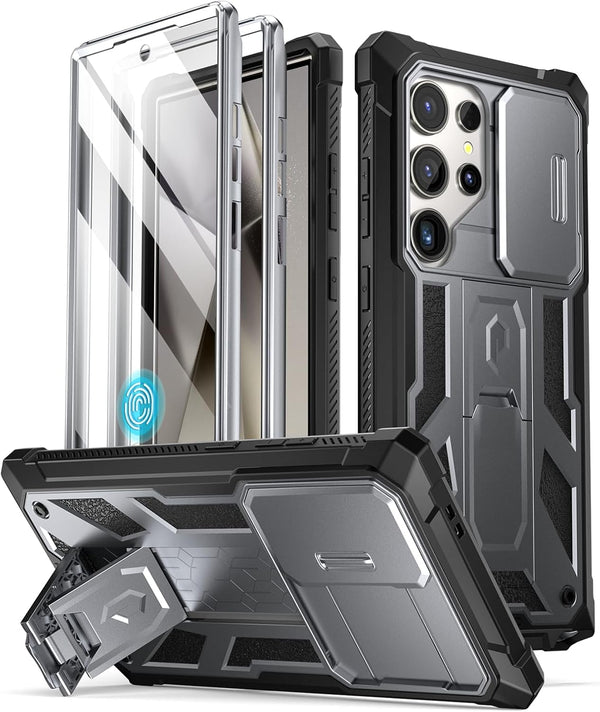 Poetic Spartan Case for Galaxy S24 Ultra 6.8", Military Grade Rugged Shockproof Phone Case with Slide Camera Cover and