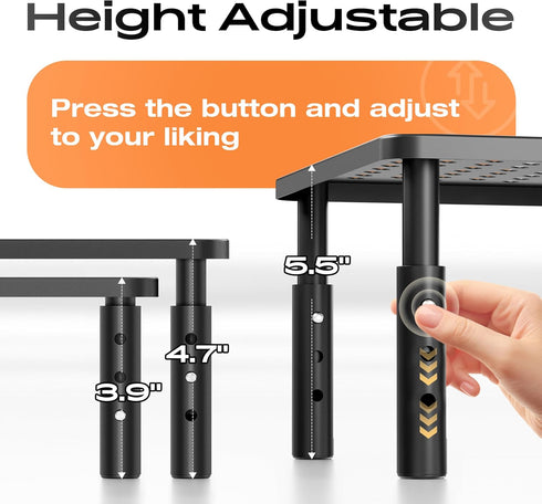 3 1 Pack Computer Monitor Stand Riser for Desk, Height Adjustable PC Laptop TV Desktop Monitor Stand Shelf, Metal