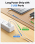 Flat Heavy Duty Extension Cord 15 FT - NTONPOWER Long Surge Protector Power Strip with 12 AC Outlets and 3 USB Ports