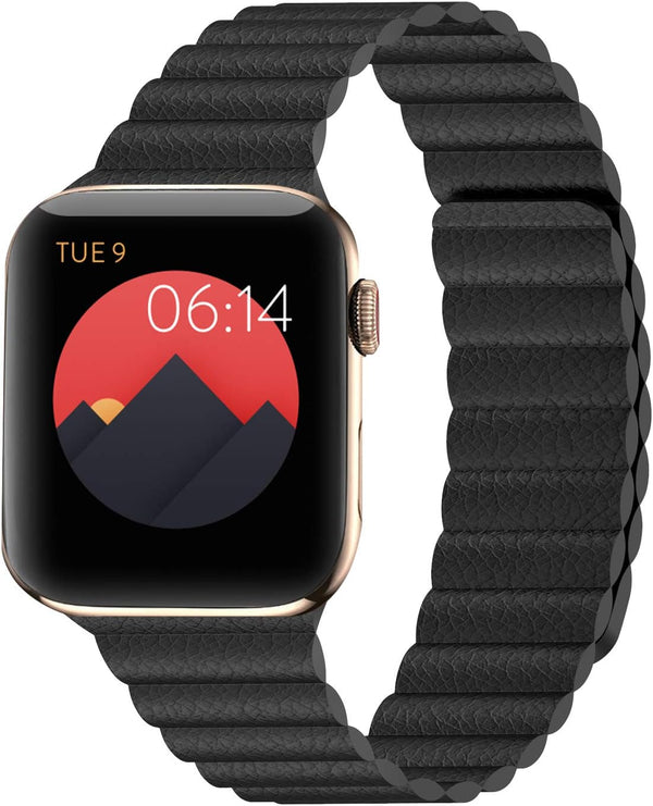 INI Compatible with Apple Watch Band, Adjustable Leather Strap with Magnetic Closure for iWatch Series 10 Ultra