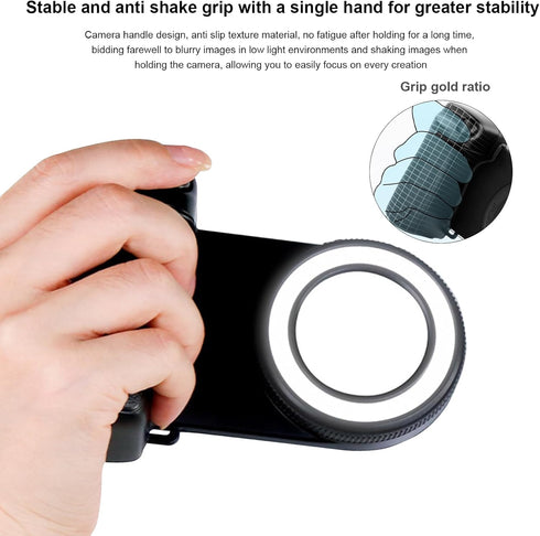 Keledz 16 15 14 13 12 Magnetic Phone Camera Grip with Selfie Fill Light, Smartphone Shooting Holder Selfie Handle Snap