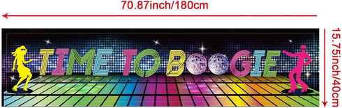 70s Theme Party Decorations, Large Colorful Disco Backdrop Banner, 70.8 x 15.7 Inches Birthday Party Supplies
