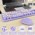 Wireless Keyboard and Mouse Combo, Ergonomic Full Size Typewriter Retro Round Keycaps, Compatible with Windows (Purple)