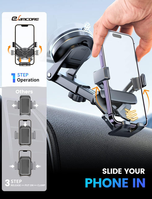 eSamcore Windshield Phone Mount for Car, Gravity Suction Cup Phone Holder for Car Window Dashboard for iPhone 14