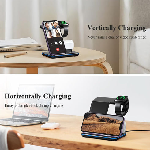 Minthouz 18W Fast Wireless Charger Station for iWatch (Charger NOT included), AirPods, Compatible with iPhone