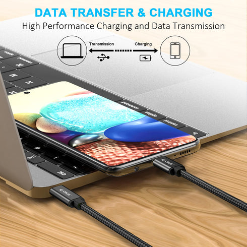 CBUS 10ft Heavy-Duty Braided USB-C to C Fast Charging Cable for Samsung, LG, Google Pixel, OnePlus & More - Black