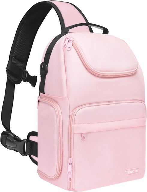 MOSISO Camera Sling Bag, Crossbody Sling Backpack for DSLR/SLR/Mirrorless with Tripod Holder & Removable Inserts, Pink