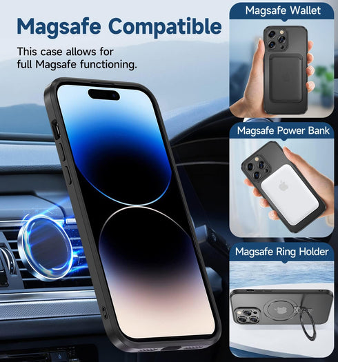 MAGIC JOHN Magnetic Case for iPhone 14 Pro - Compatible with Magsafe, Military Grade Shockproof, Anti Yellowing