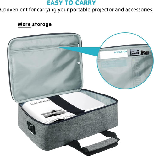 Projector Carrying Case with Accessories Pockets - Travel Bag, Storage Bag, Organizer, Carrier for Epson, BenQ,