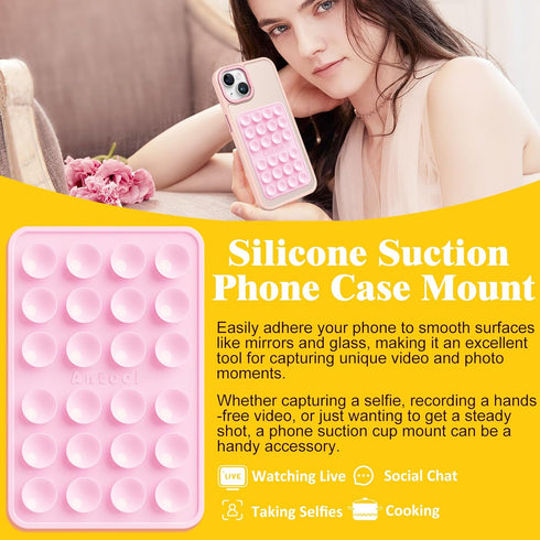 JiaJiuTong 2.56"x3.94" Silicone Suction Phone Case Adhesive Mount, Durable, Hands-Free Sticky Phone Holder, Upgraded