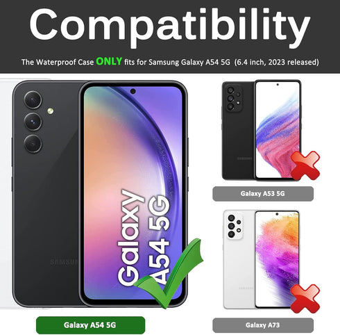 Miimall Compatible for Samsung Galaxy A54 5G Case Waterproof, Built-in HD Clear Screen Protector, 360 Degree Full Shockproof Bumper, Professional Waterproof Case Cover for Galaxy A54 FS Series, 2023