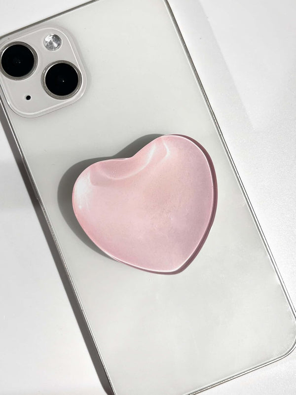 Transparent Heart Shaped Mobile Phone Grip, Pink Resin Folding Stand, Convenient Accessory (Pink)