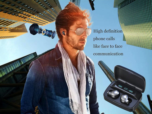 Wireless Earbuds Bluetooth 5.0 with 4 Mics, Touch Control, Deep Bass, USB-C Quick Charge, In-Ear Detection (Black F8)