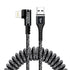 Anti Winding Coiled iPhone Charger Cord 2ft to 8ft Right Angle for iPhone 14/13/12 Plus, Pro, Pro Max,13 (Zebra Black)