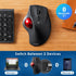 SANWA Bluetooth Wireless Ergonomic Trackball Mouse, Optical Rollerball Mice, Programmable Silent Buttons, 40mm Trackball