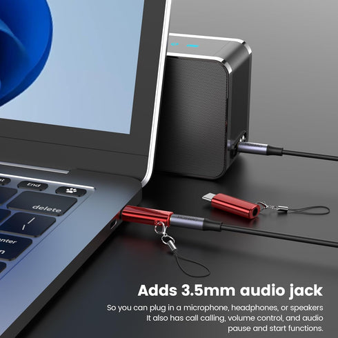 MOSWAG USB C to 3.5mm Headphone Adapter, Type C Aux Mic Audio Dongle, Hi-Res DAC Chip for Samsung Galaxy S23
