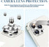 Goton Camera Lens Protector for iPhone 15 Pro Max & 15 Pro - Bling Glitter Diamond Metal, Tempered Glass, Silver.