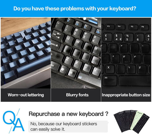 CaseBuy 2PCS Korean Keyboard Stickers, Korean-English Keyboard Letters Replacement Sticker White Font on Black