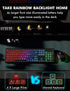 Wireless Keyboard and Mouse Combo, Large Print, RGB Backlit, Oversize Light Up Letters, Rechargeable, Ergonomic Tilt