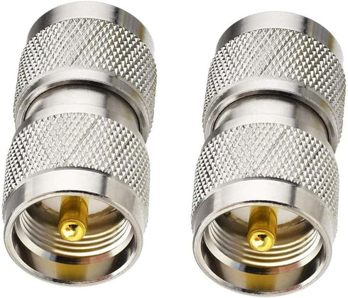 DHT Electronics RF Coaxial Coax Adapter, UHF Male to Male PL-259 Connector, Pack of 2