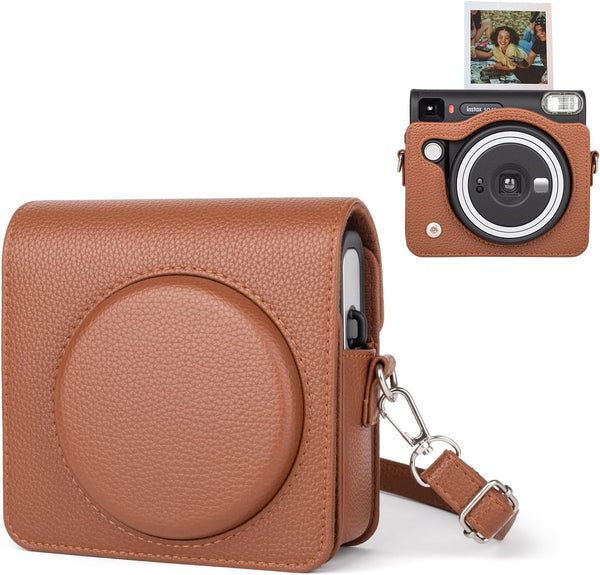 Protective Case for Fujifilm Instax Square SQ40 Instant Camera, Vintage PU Leather Bag with Adjustable Shoulder Strap