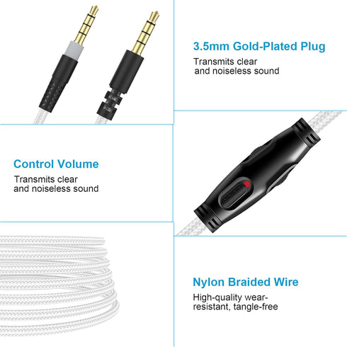 Cloud Alpha Replacement Audio Aux Cord for HyperX and Logitech Gaming Headsets, White