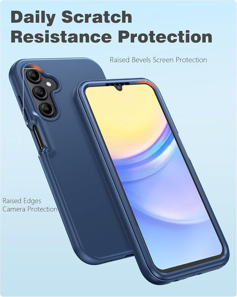 FNTCASE Samsung Galaxy A15-5G Case, Rugged Shockproof Silicone Cover with Built-in Screen Protector (Blue)