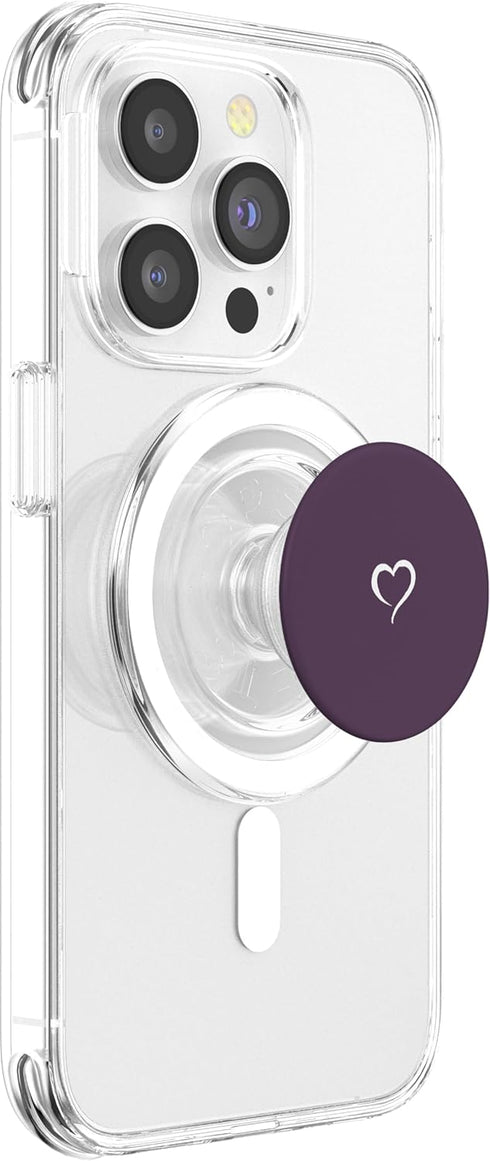 Plum Purple PopSockets PopGrip for MagSafe - Hand Drawn Heart Minimalist Love