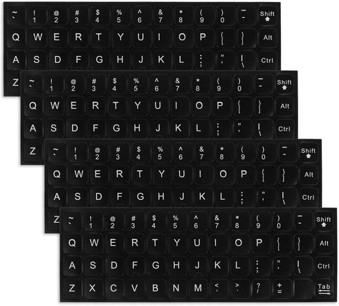 Mozeat Lens English Keyboard Stickers, 4 Pcs Universal Laptop Keyboard Stickers Keyboard Letter Replacement