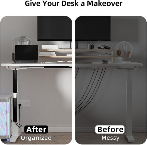 YECAYE 6X15.7in Under Desk Cable Management, Easy Install Self-Adhesive Cable Organizer, No Screw Kit for Home & Office