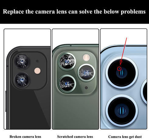 LOZOP 2 Sets 13/13 (2 Pieces/Set) Rear Camera Lens Glass Replacement with Adhesive Pre-Installed Compatible for iPhone