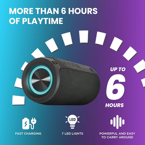 Mega Magnaboom Small Bluetooth Speaker, Portable 5.0 Waterproof Speaker with LED Lights, Enhanced Bass for