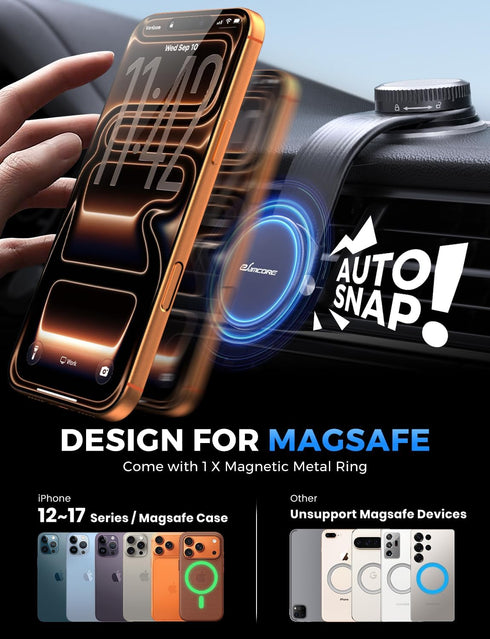 eSamcore 17 16 15 14 13 12 for Magsafe Car Mount, Bendable Alloy Arm Magnetic Phone Holders for Your Car Dashboard