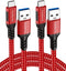 USB A to USB C Cable 3.3ft + 6.6ft (Red), 10Gbps Data Transfer and 60W 3A Fast Charging Cable for Samsung Galaxy S22