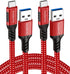USB A to USB C Cable 3.3ft + 6.6ft (Red), 10Gbps Data Transfer and 60W 3A Fast Charging Cable for Samsung Galaxy S22